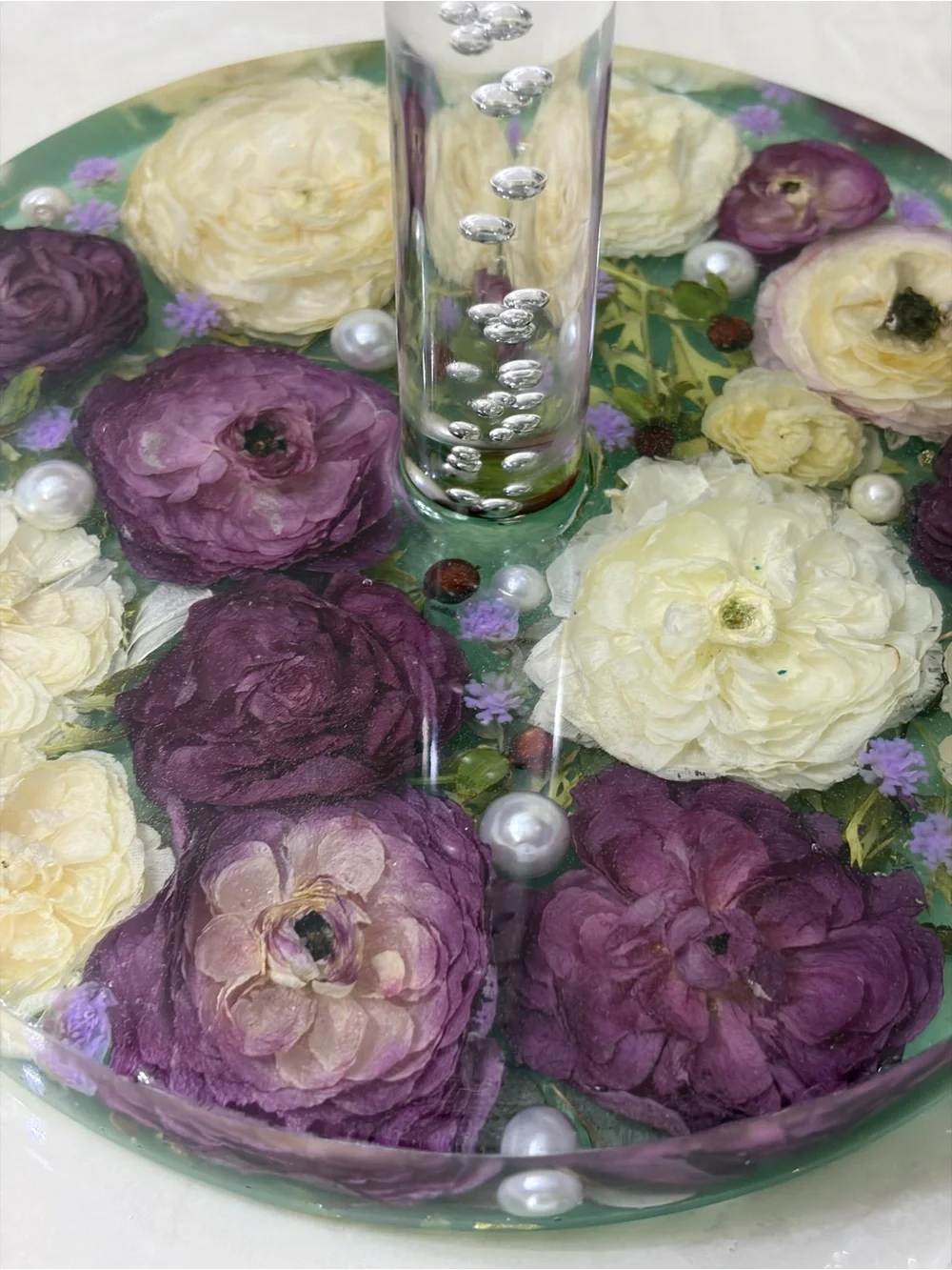 Purple & Cream Floral Resin Paper Towel Holder